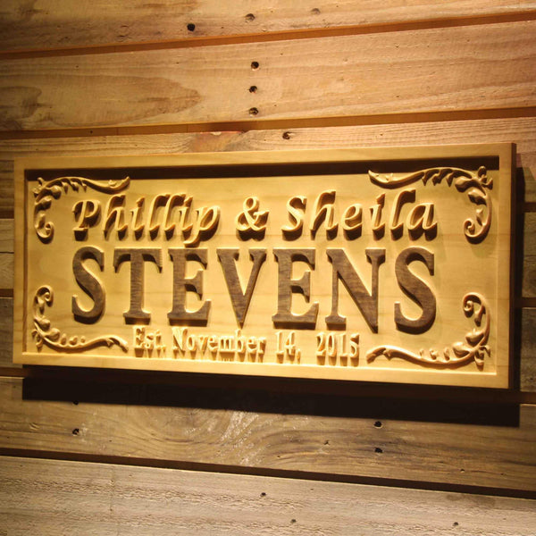 ADVPRO Personalized Wedding Gift Last Name Established Sign Family Name Signs Custom Wood Sign Carved Wood Decor 3D Hearts Couples Sign 5 Year wpa0331-tm - 26.75