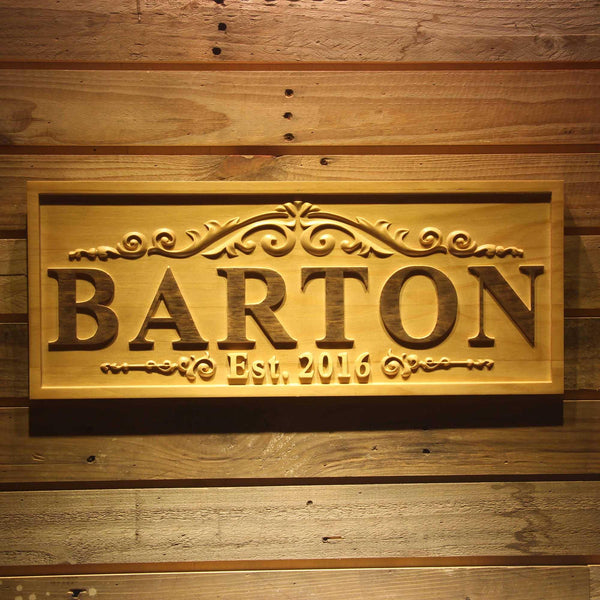 ADVPRO Personalized Wedding Gift Last Name Established Sign Family Name Signs Custom Wood Sign Carved Wooden Sign 3D 5 Year Couple Last Name Sign wpa0333-tm - 18.25