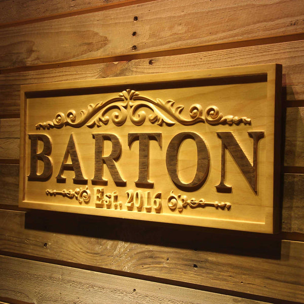ADVPRO Personalized Wedding Gift Last Name Established Sign Family Name Signs Custom Wood Sign Carved Wooden Sign 3D 5 Year Couple Last Name Sign wpa0333-tm - 26.75