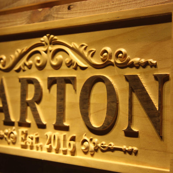 ADVPRO Personalized Wedding Gift Last Name Established Sign Family Name Signs Custom Wood Sign Carved Wooden Sign 3D 5 Year Couple Last Name Sign wpa0333-tm - Details 3