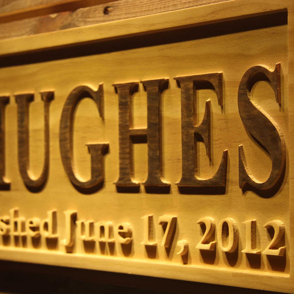 ADVPRO Family Name Personalized with Established Date Wedding Gift Wood Engraved Wooden Sign wpa0335-tm - Details 3