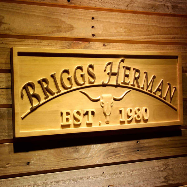 ADVPRO Bull Cow Head Your Full Name Personalized Established Year 3D Wood Engraved Wooden Sign wpa0337-tm - 23
