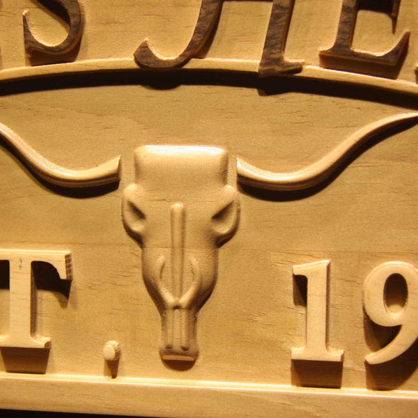 ADVPRO Bull Cow Head Your Full Name Personalized Established Year 3D Wood Engraved Wooden Sign wpa0337-tm - Details 1