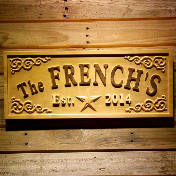 ADVPRO Star D‚cor Family Name Personalized Established Year 3D Home Decor Wood Engraved Wooden Sign wpa0340-tm - 18.25