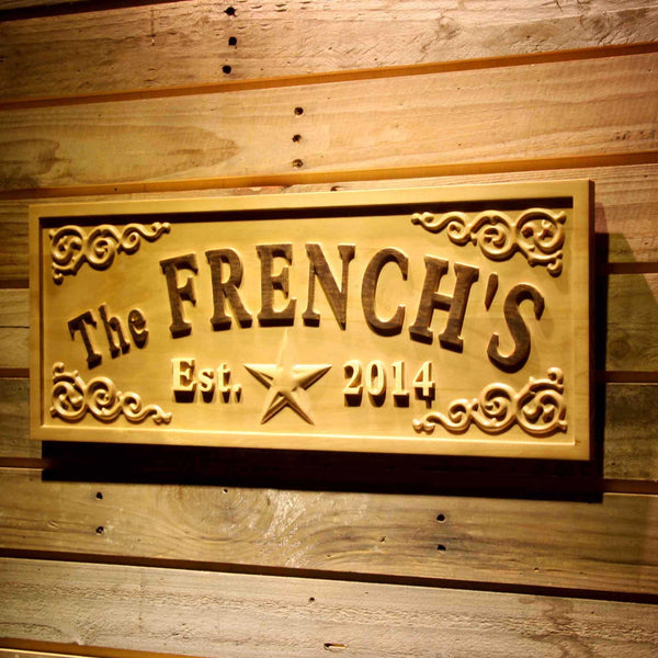 ADVPRO Star D‚cor Family Name Personalized Established Year 3D Home Decor Wood Engraved Wooden Sign wpa0340-tm - 26.75