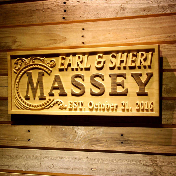 ADVPRO Personalized Wedding Gift Last Name Established Sign Family Name Signs Custom Wood Sign Carved Wooden Sign 3D 5 Year wpa0343-tm - 26.75