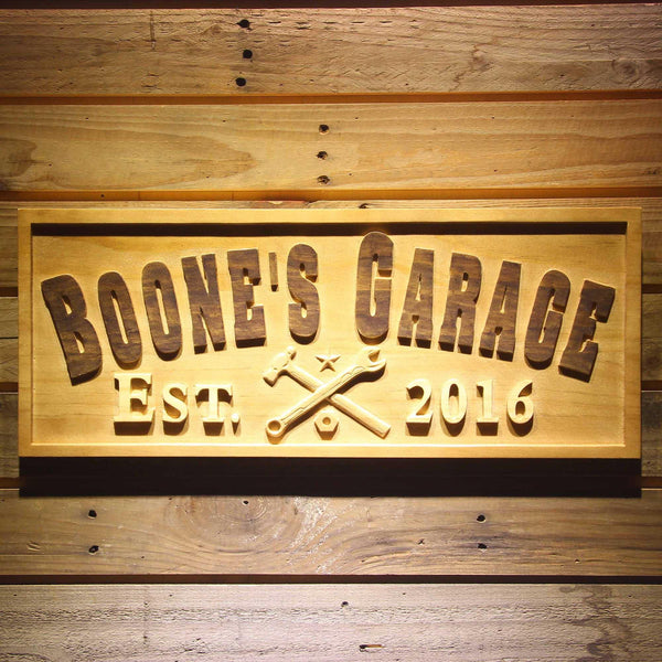 ADVPRO Name Personalized Garage EST. Year Man Cave Gifts Wood Engraved Wooden Sign wpa0350-tm - 18.25