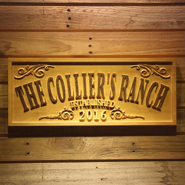 ADVPRO Name Personalized The Ranch Farm Decoration Established Year Gifts Wood Engraved Wooden Sign wpa0354-tm - 18.25