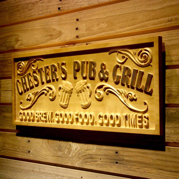 ADVPRO Name Personalized Pub & Grill Home Bar Gifts Wood Engraved Wooden Sign wpa0357-tm - 26.75