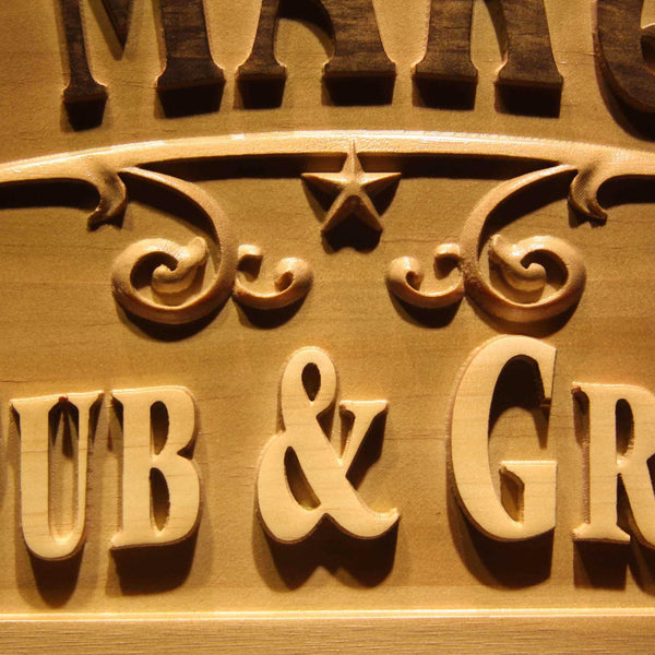 ADVPRO Name Personalized Pub & GRUB Club Home Bar Gifts Wood Engraved Wooden Sign wpa0358-tm - Details 1