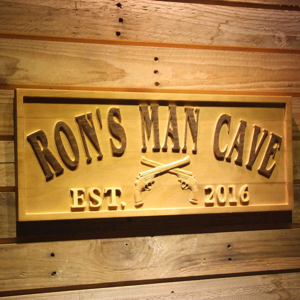 ADVPRO Name Personalized Man CAVE Gun Cowboys Decoration Bar Pub Gifts Wood Engraved Wooden Sign wpa0360-tm - 23