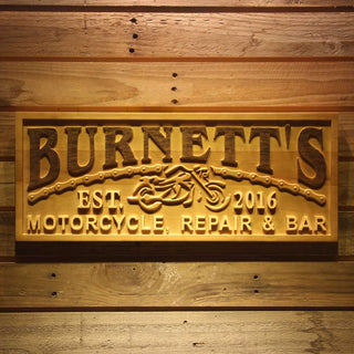 ADVPRO Name Personalized Motorcycle Repair & BAR Man Cave Garage Gifts Wood Engraved Wooden Sign wpa0361-tm - 18.25
