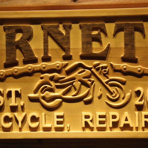 ADVPRO Name Personalized Motorcycle Repair & BAR Man Cave Garage Gifts Wood Engraved Wooden Sign wpa0361-tm - Details 2