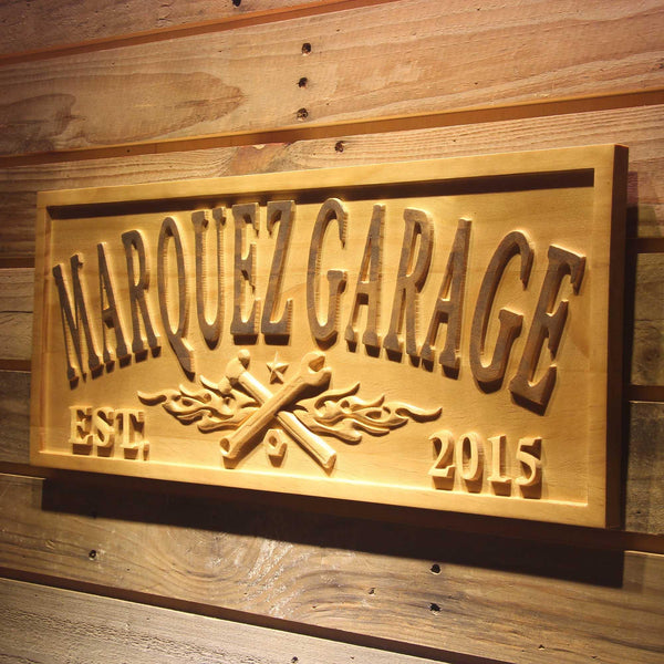 ADVPRO Name Personalized Garage with Established Year Man Cave Gifts Wood Engraved Wooden Sign wpa0362-tm - 26.75