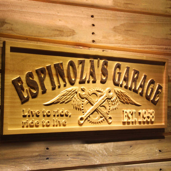 ADVPRO Name Personalized Garage Live to Ride Ride to Live Car Repair Man Cave Wood Engraved Wooden Sign wpa0363-tm - 23