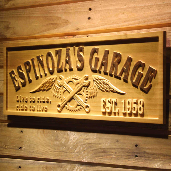 ADVPRO Name Personalized Garage Live to Ride Ride to Live Car Repair Man Cave Wood Engraved Wooden Sign wpa0363-tm - 26.75