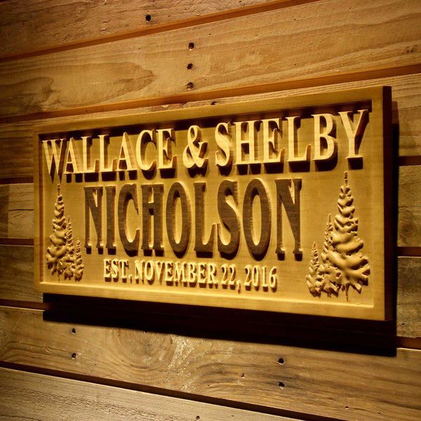 ADVPRO Family Name First Names Personalized with Established Date Wedding Gift Wood Engraved Wooden Sign wpa0364-tm - 26.75