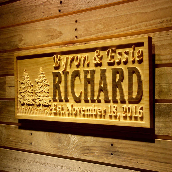 ADVPRO Big Trees Family Name First Names Personalized with Established Date Wedding Gift Wood Engraved Wooden Sign wpa0368-tm - 26.75