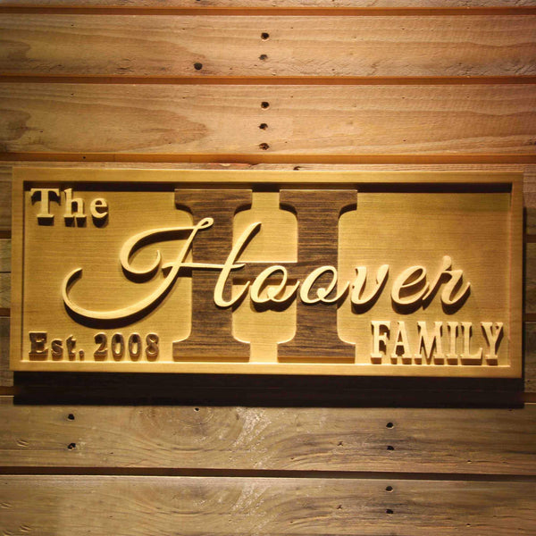 ADVPRO Big Initial Family Name Personalized Anniversary with Established Year Gifts Wood Engraved Wooden Sign wpa0369-tm - 18.25