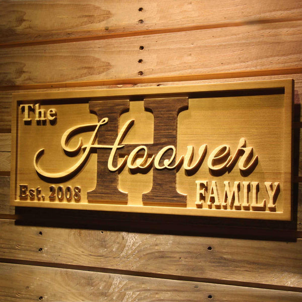 ADVPRO Big Initial Family Name Personalized Anniversary with Established Year Gifts Wood Engraved Wooden Sign wpa0369-tm - 26.75