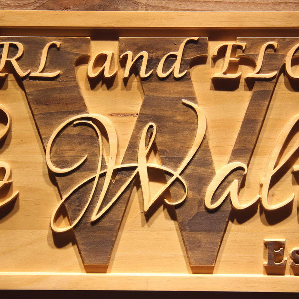 ADVPRO Personalized Last Name Rustic Home D‚cor Wood Engraving Custom Wedding Gift Couples Established Wooden Signs wpa0371-tm - Details 1