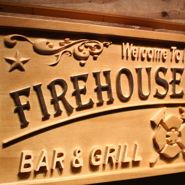 ADVPRO Firehouse Station Name Personalized BAR & Grill Retired Firefighter Gifts Wood Engraved Wooden Sign wpa0379-tm - Details 1