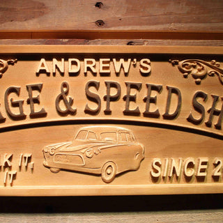ADVPRO Garage & Speed Shop Name Personalized Man Cave Gifts Wood Engraved Wooden Sign wpa0382-tm - Details 1