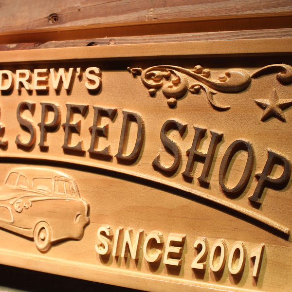 ADVPRO Garage & Speed Shop Name Personalized Man Cave Gifts Wood Engraved Wooden Sign wpa0382-tm - Details 3