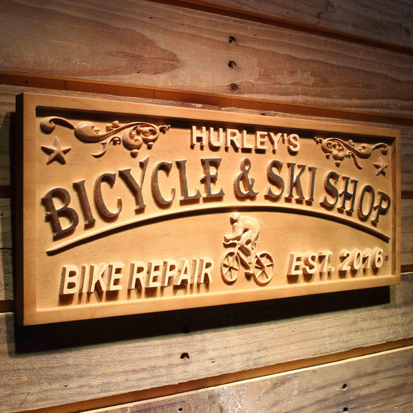 ADVPRO Bicycle & SKI Shop Name Personalized Est. Year Man Cave Gift Wood Engraved Wooden Sign wpa0384-tm - 23