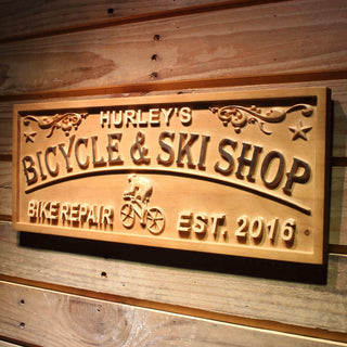 ADVPRO Bicycle & SKI Shop Name Personalized Est. Year Man Cave Gift Wood Engraved Wooden Sign wpa0384-tm - 26.75