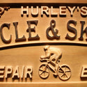 ADVPRO Bicycle & SKI Shop Name Personalized Est. Year Man Cave Gift Wood Engraved Wooden Sign wpa0384-tm - Details 1