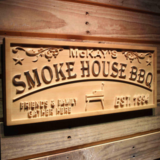 ADVPRO Smoke House BBQ Name Personalized with EST. Year Wood Engraved Wooden Sign wpa0390-tm - 23