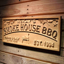 ADVPRO Smoke House BBQ Name Personalized with EST. Year Wood Engraved Wooden Sign wpa0390-tm - 26.75