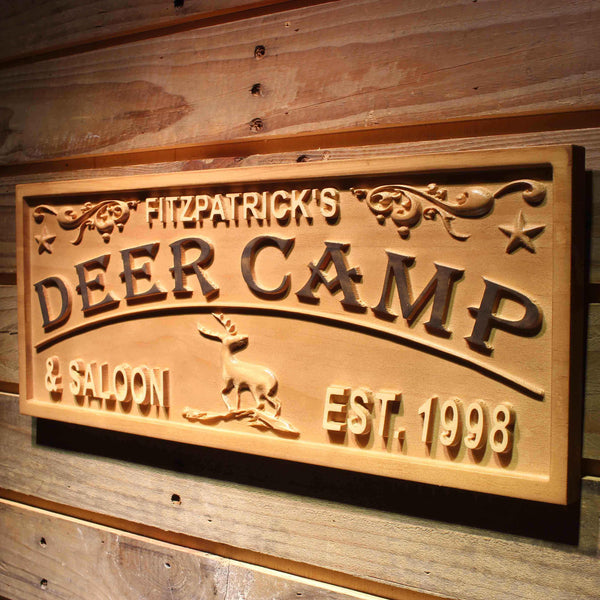 ADVPRO Deer & Saloon Name Personalized with EST. Year Wood Engraved Wooden Sign wpa0393-tm - 26.75