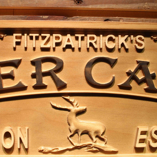 ADVPRO Deer & Saloon Name Personalized with EST. Year Wood Engraved Wooden Sign wpa0393-tm - Details 1