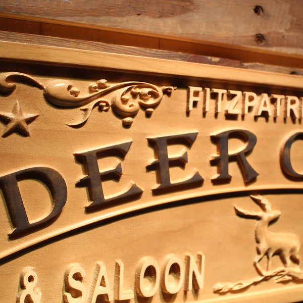 ADVPRO Deer & Saloon Name Personalized with EST. Year Wood Engraved Wooden Sign wpa0393-tm - Details 2