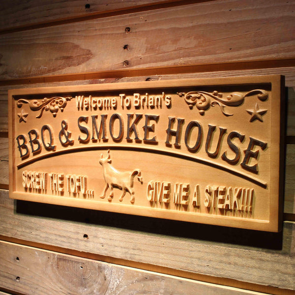 ADVPRO BBQ & Smoke House Name Personalized Wood Engraved Wooden Sign wpa0396-tm - 26.75