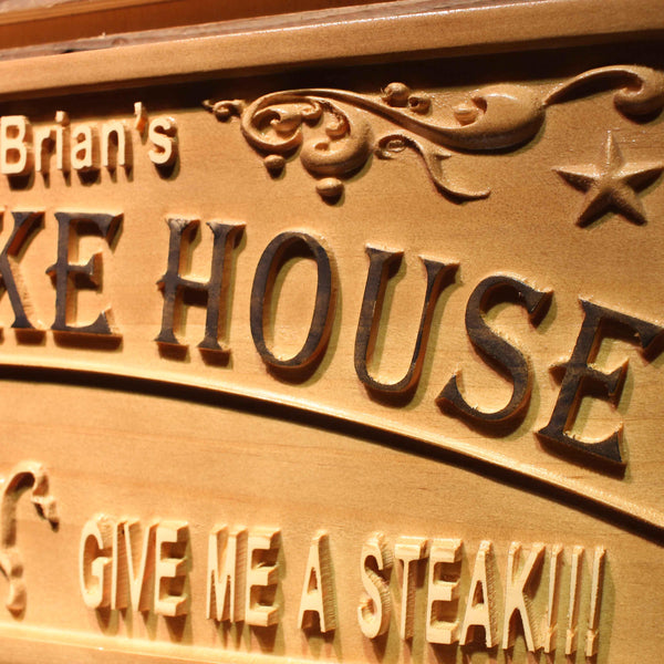 ADVPRO BBQ & Smoke House Name Personalized Wood Engraved Wooden Sign wpa0396-tm - Details 3