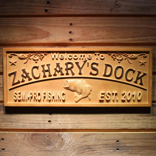 ADVPRO SEMI-PRO Fishing Name Personalized Bass Fish Boat House Decor Wood Engraved Wooden Sign wpa0397-tm - 18.25