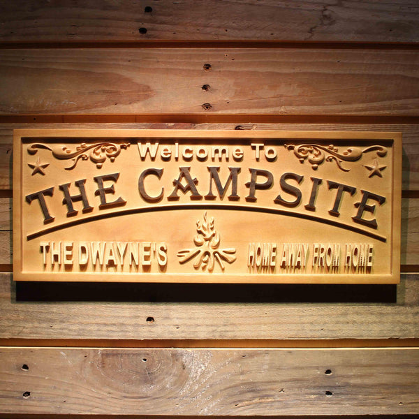 ADVPRO The Campsite Name Personalized Home Away from Home Wood Engraved Wooden Sign wpa0398-tm - 18.25