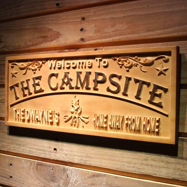 ADVPRO The Campsite Name Personalized Home Away from Home Wood Engraved Wooden Sign wpa0398-tm - 26.75