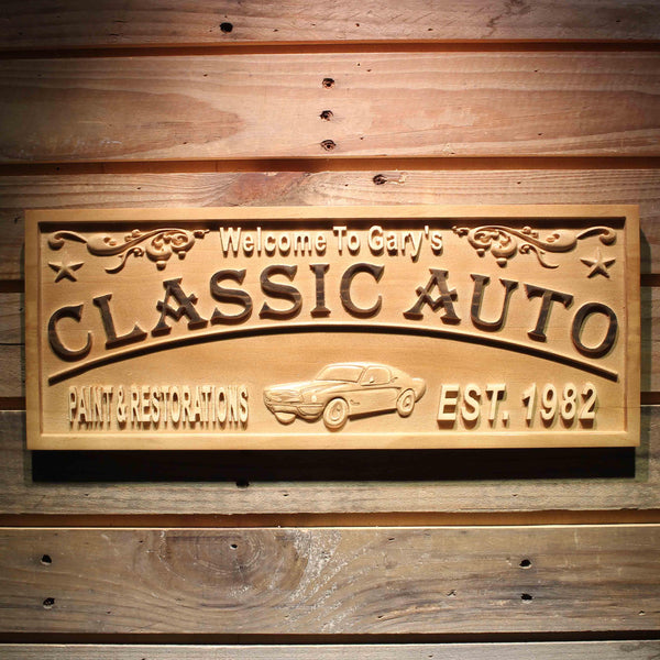 ADVPRO Classic AUTO Name Personalized Garage with Est. Year Wood Engraved Wooden Sign wpa0400-tm - 18.25