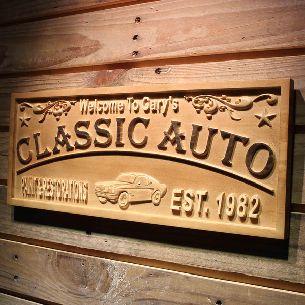 ADVPRO Classic AUTO Name Personalized Garage with Est. Year Wood Engraved Wooden Sign wpa0400-tm - 26.75