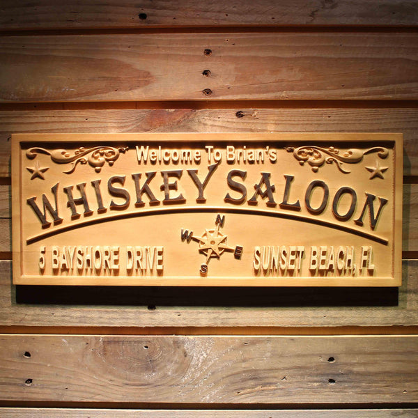 ADVPRO Whiskey Saloon Location Address Personalized Home Bar Wood Engraved Wooden Sign wpa0402-tm - 18.25