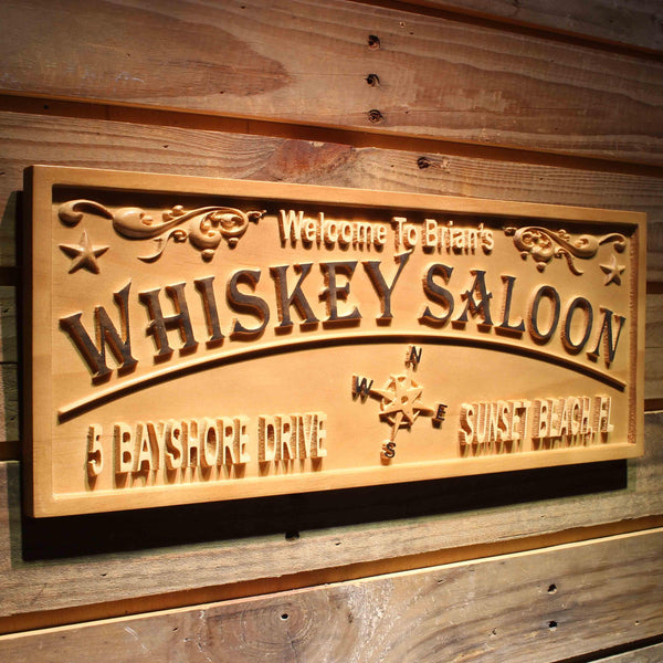 ADVPRO Whiskey Saloon Location Address Personalized Home Bar Wood Engraved Wooden Sign wpa0402-tm - 23