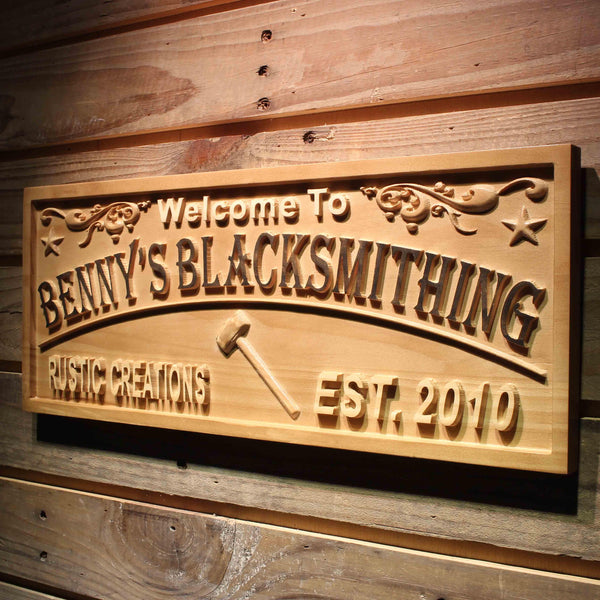 ADVPRO Blacksmithing Name Personalized Texas Iron Work Art Wood Engraved Wooden Sign wpa0403-tm - 26.75