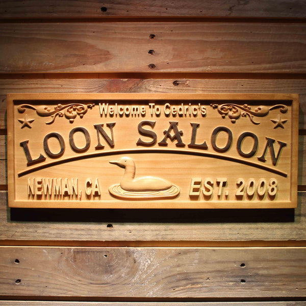 ADVPRO Loon Saloon Name Personalized Duck City Limit Location Wood Engraved Wooden Sign wpa0404-tm - 18.25