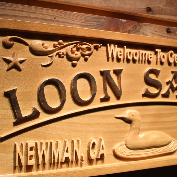 ADVPRO Loon Saloon Name Personalized Duck City Limit Location Wood Engraved Wooden Sign wpa0404-tm - Details 2