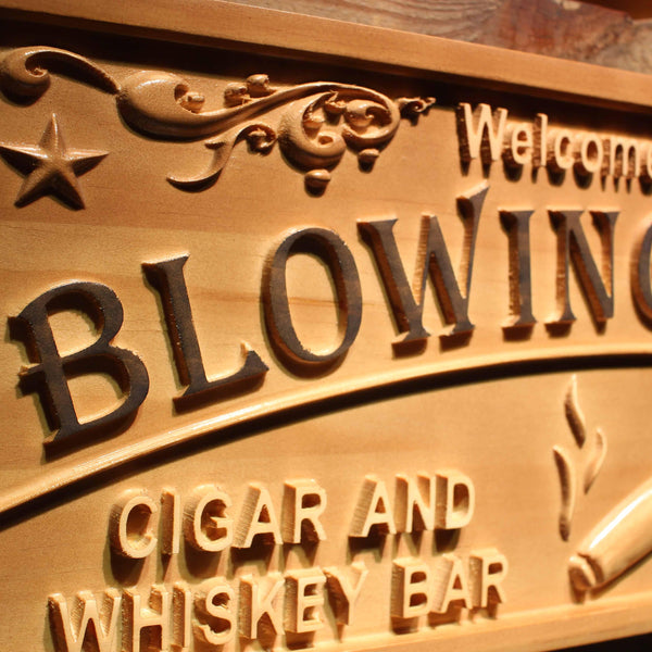 ADVPRO Blowing Smoke Name Personalized Cigar & Whiskey Bar Wood Engraved Wooden Sign wpa0407-tm - Details 2