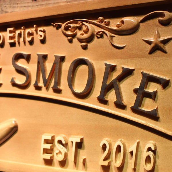 ADVPRO Blowing Smoke Name Personalized Cigar & Whiskey Bar Wood Engraved Wooden Sign wpa0407-tm - Details 3